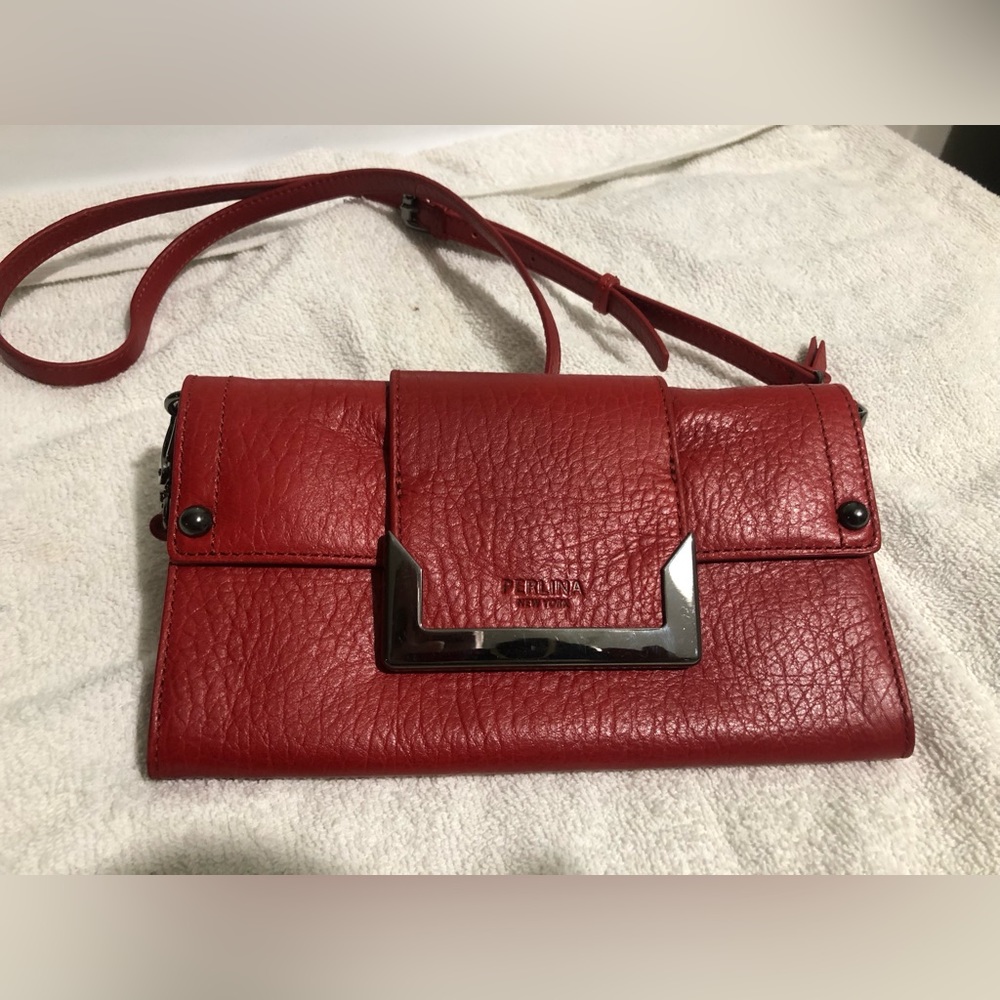 Red Perlina clutch/shoulder bag